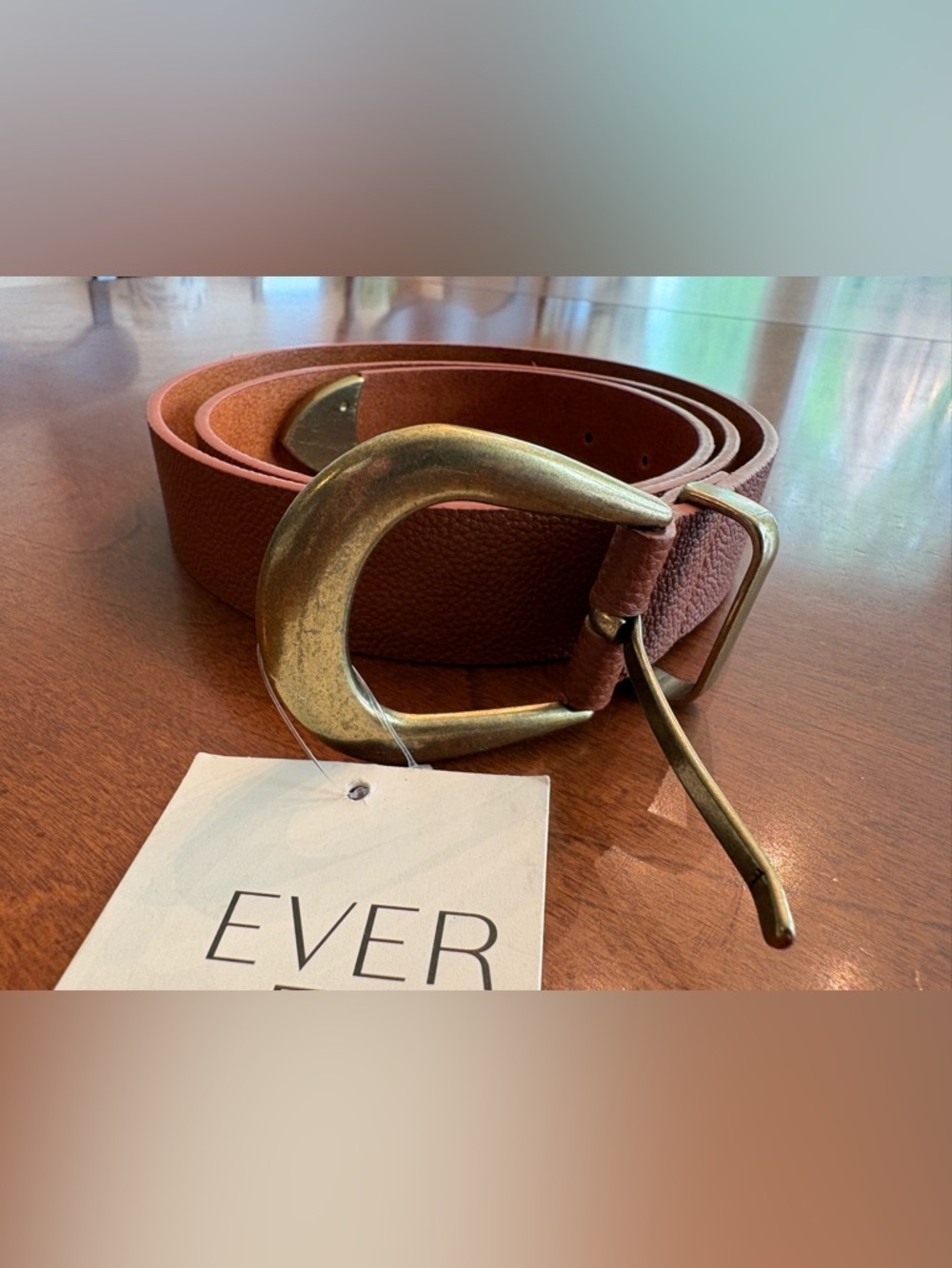 🤎 EVEREVE Cassidy Western Belt – Cognac | Brass Buckle | NWT